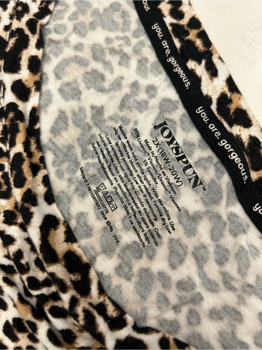 Women's Leopard Print Pajama Set - Taupe & Black Sleep Top and Pants - Picture 3 of 10